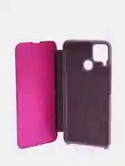 Розовый зеркальный чехол-книжка с полупрозрачной панелью для Realme C12, Realme C15, Narzo 20