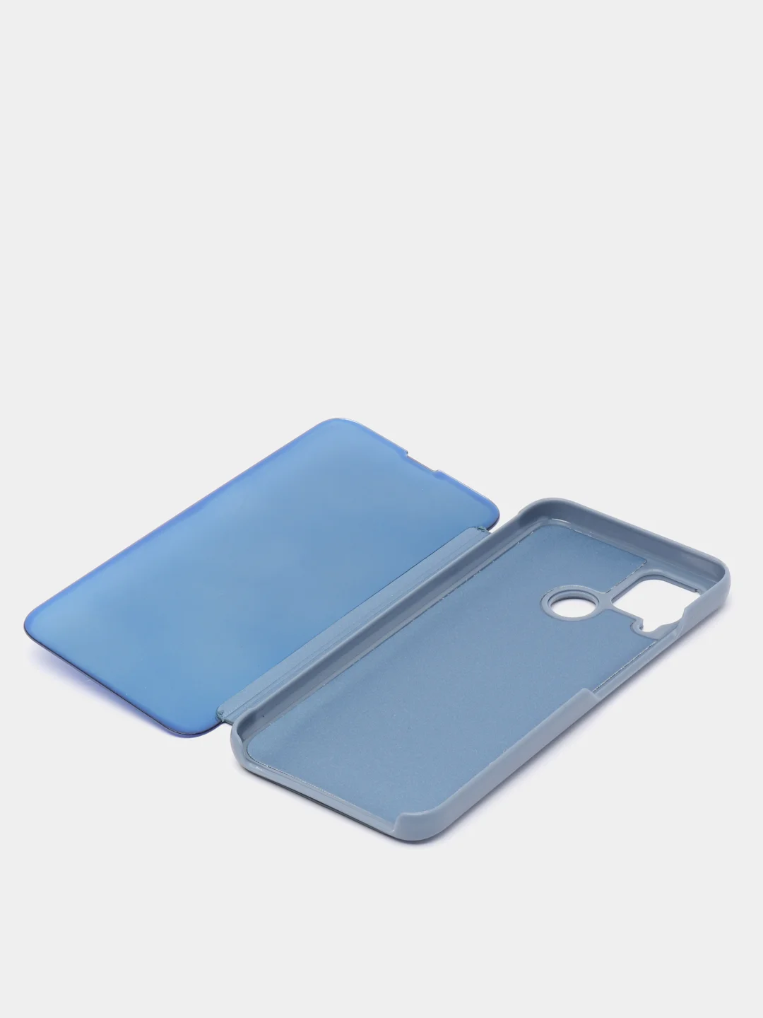 Синий зеркальный чехол-книжка с полупрозрачной панелью для Realme C12, Realme C15, Narzo 20