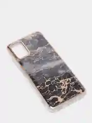 Черный чехол Samsung Galaxy A03s, Самсунг Галакси А03с силиконовый с мраморным рисунком