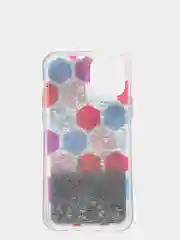 Бирюзовый чехол iPhone 12 (6.1)/ 12 Pro, Pro Max, mini силиконовый переливающийся жидкий с блестками