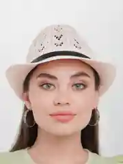 Пудровый шляпа LERAY "Селена", ажур, хлопок, 56-58
