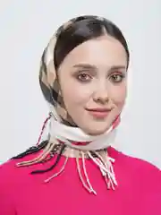 Бежевый платок LERAY "Джуниор", кашемир, клетка, 73*73 см