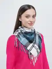 Тёмно-зелёный платок LERAY "Джуниор", кашемир, клетка, 73*73 см