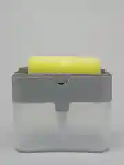 Серый кухонный диспенсер для моющего средства, с губкой, 2 в 1
