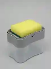 Серый кухонный диспенсер для моющего средства, с губкой, 2 в 1