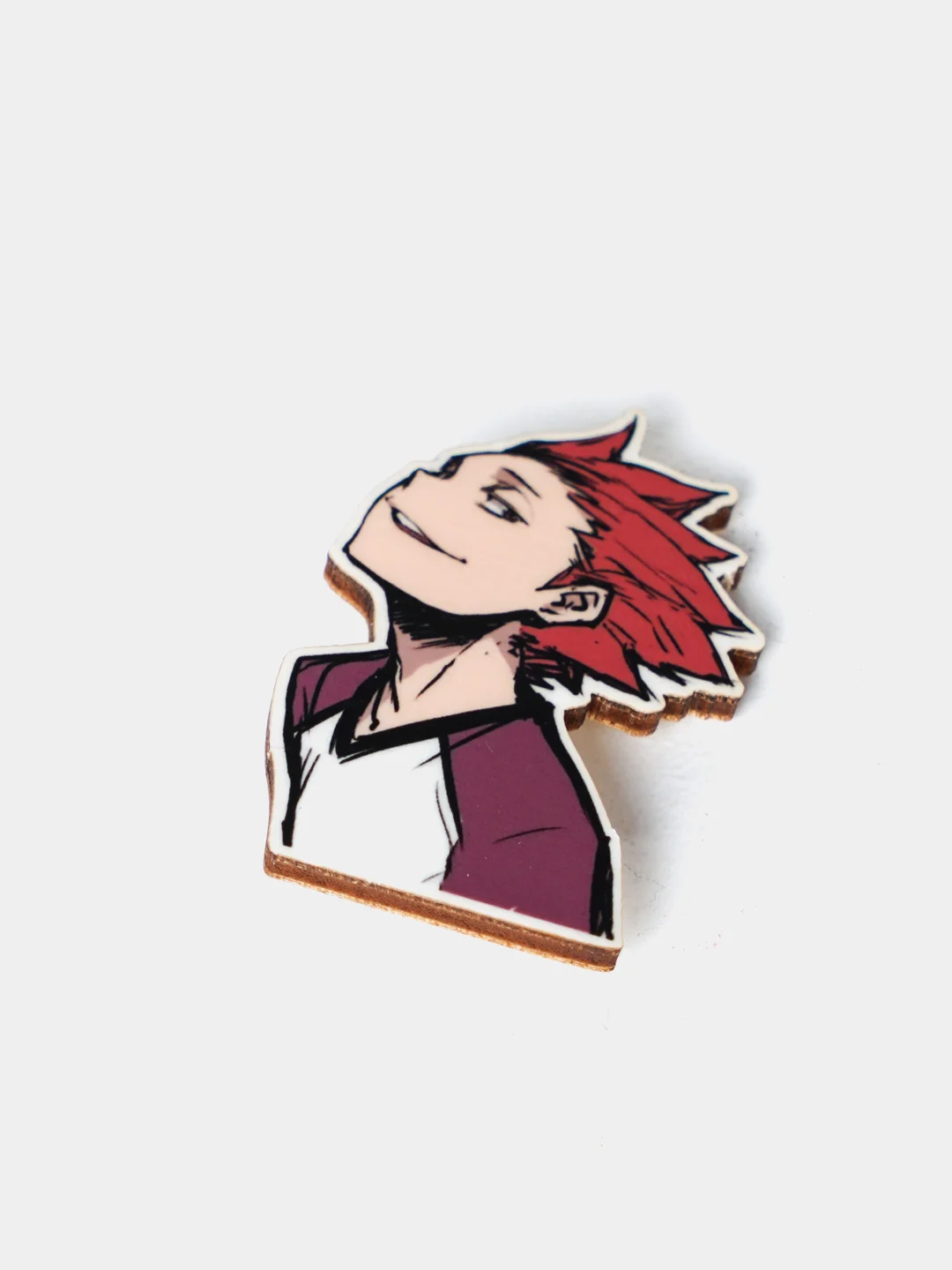 Бордовый значок деревянный по аниме "Волейбол!! / Haikyu!!"