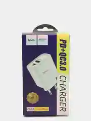 Белый блок питания 2USB USB/USB-C, PD 18W, зарядка для iPhone, QC3.0/QC2.0, быстрая зарядка C57A