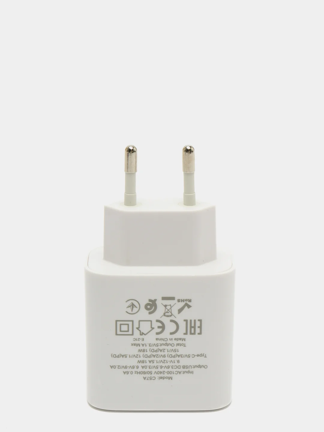 Белый блок питания 2USB USB/USB-C, PD 18W, зарядка для iPhone, QC3.0/QC2.0, быстрая зарядка C57A