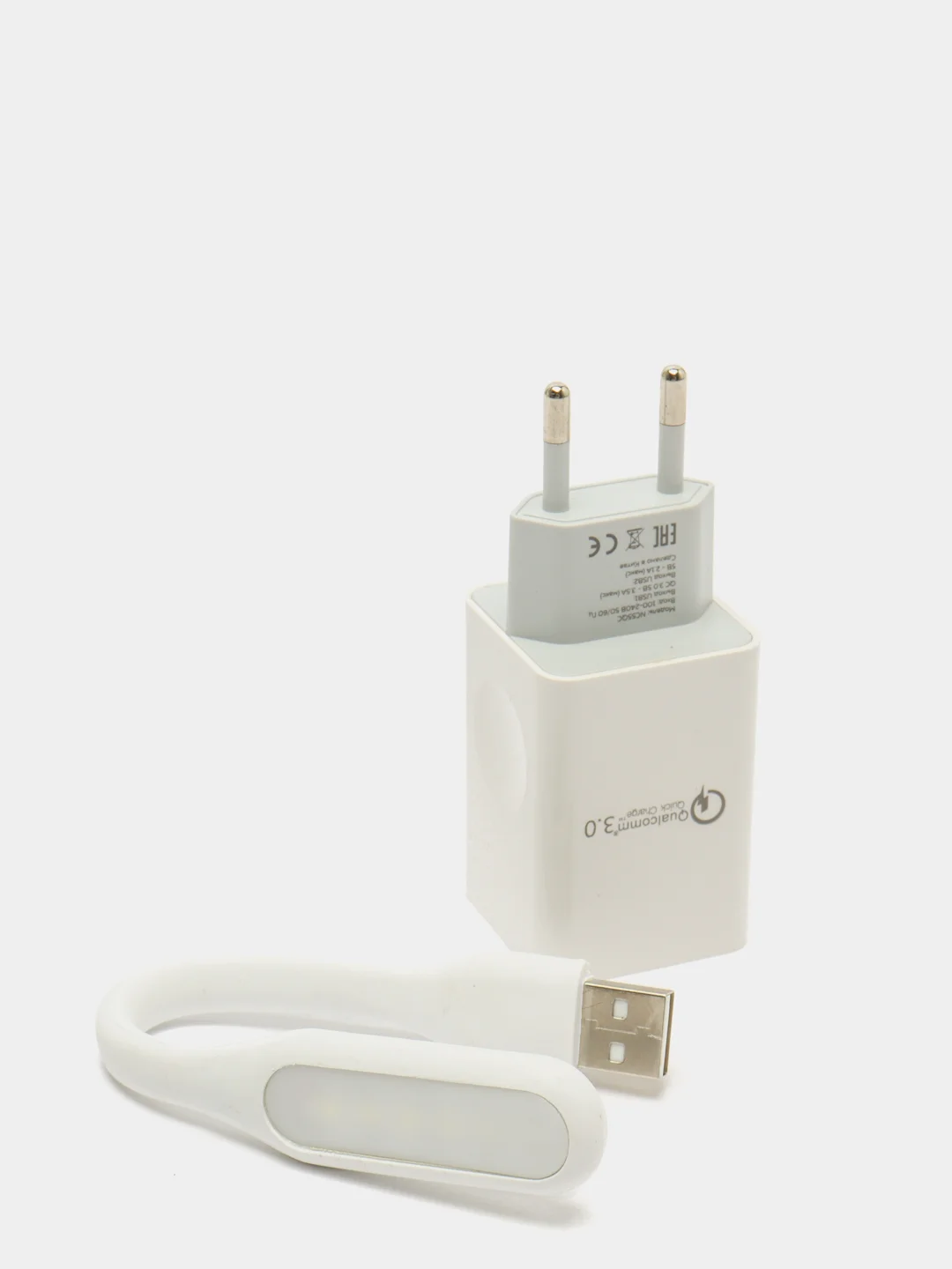 Белый сетевая зарядка с кабелем 2USB 3.0A QC3.0, быстрая зарядка для Lighting 8-pin, NC55QCi