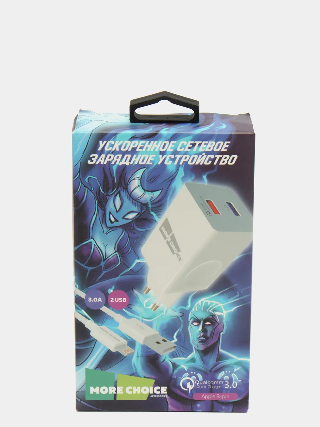 Белый сетевая зарядка с кабелем 2USB 3.0A QC3.0, быстрая зарядка для Lighting 8-pin, NC55QCi