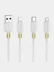 Белый быстрая зарядка Type-C 3.0A, Lightning 2.4A, Micro-USB 2.4A, BOROFONE BX59, 1 м