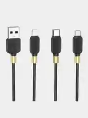 Черный быстрая зарядка Type-C 3.0A, Lightning 2.4A, Micro-USB 2.4A, BOROFONE BX59, 1 м