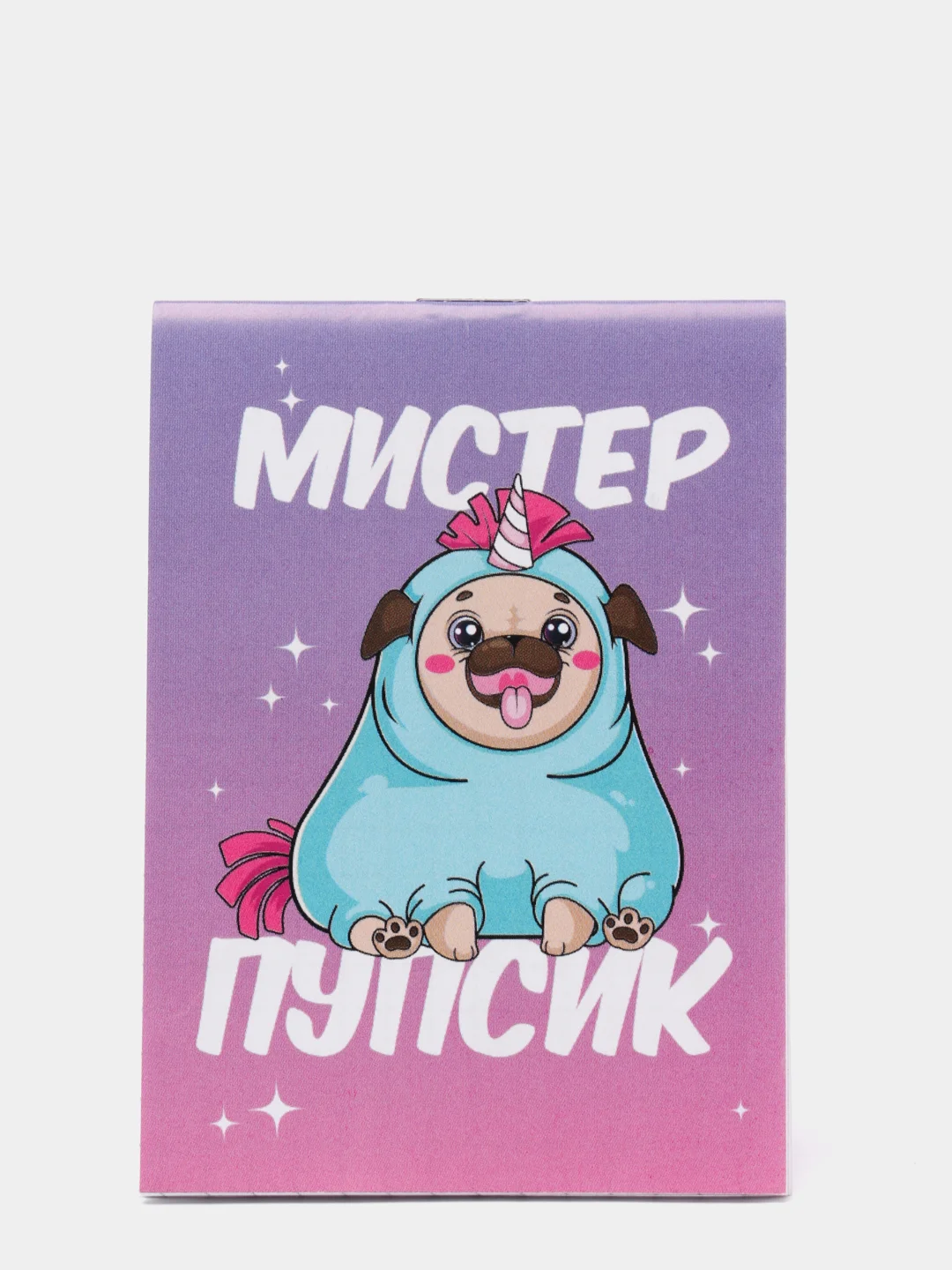 Бирюзовый блокнот А7, 16 листов в клетку на скрепке, Чудесные единороги - Котики