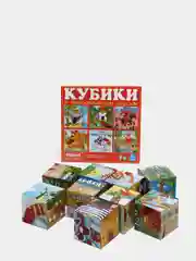 Оранжевый кубики с картинками, 9 штук