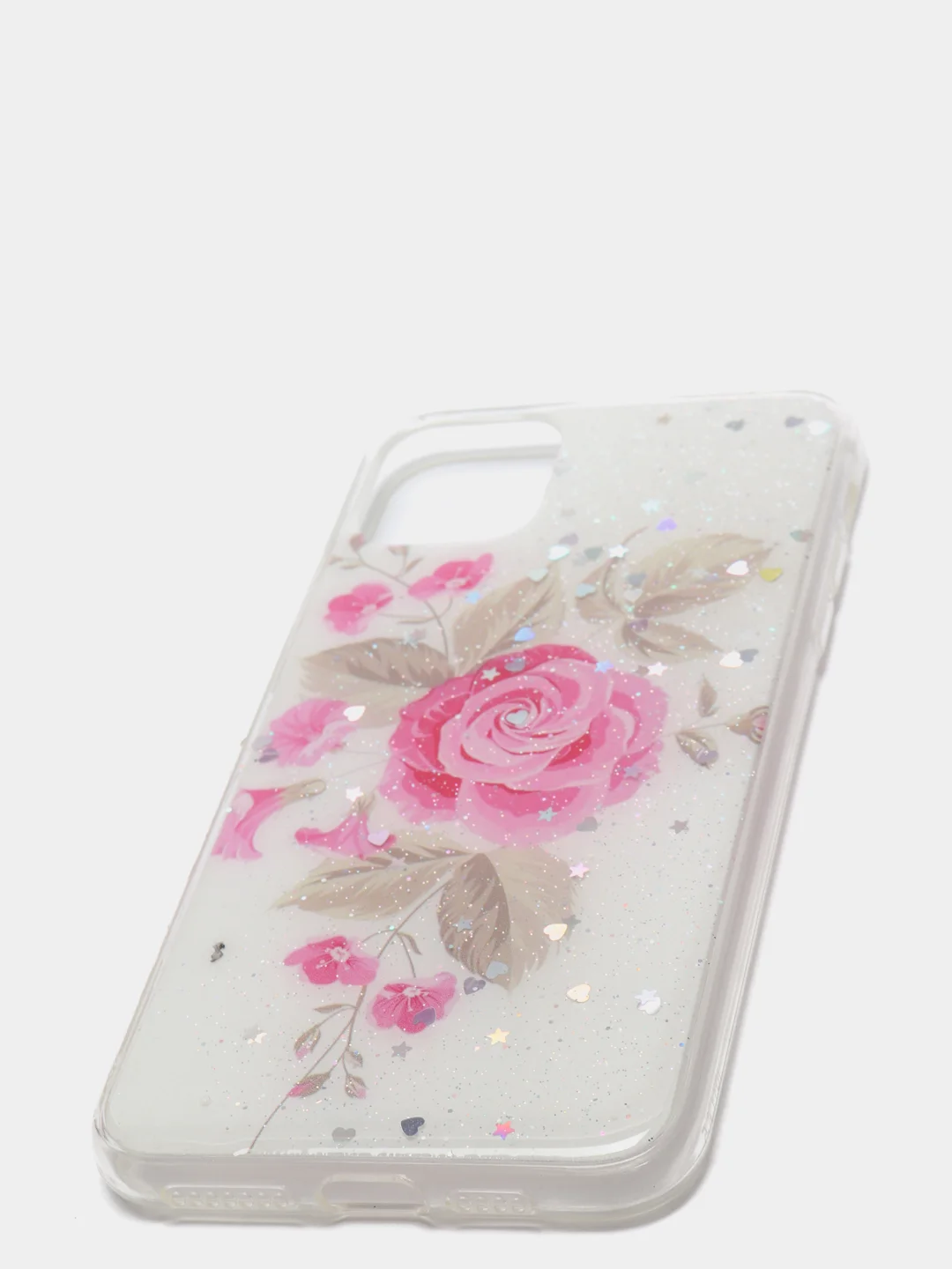Тёмно-розовый чехол пластиковый iPhone 11 Pro, 11 Pro Max, с блестками