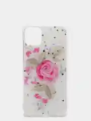 Тёмно-розовый чехол пластиковый iPhone 11 Pro, 11 Pro Max, с блестками