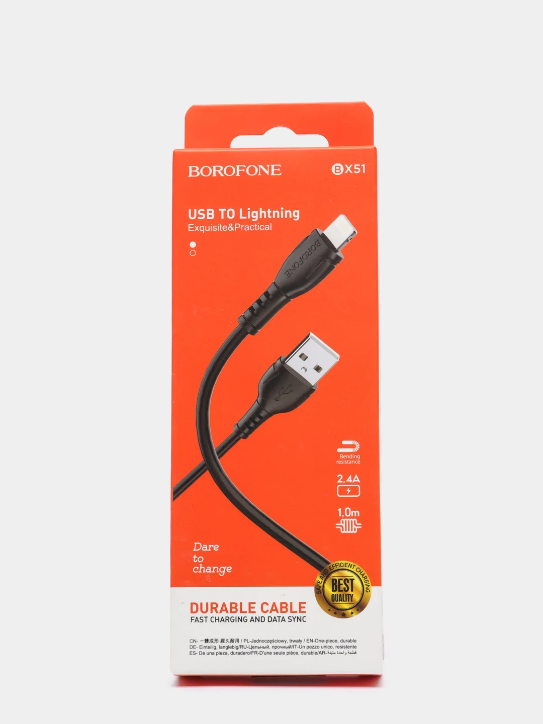 Кабель питания для зарядки Lightning Borofone BX51, черный, 1 м