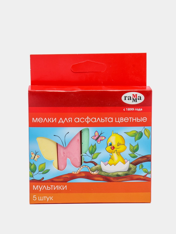 Мел цветной 5 шт для рисования на асфальте Мультики ГАММА