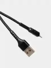 Черный кабель Micro USB, Type-C, Lightning - Iphone (быстрая зарядка андроид) тканевый нейлоновый