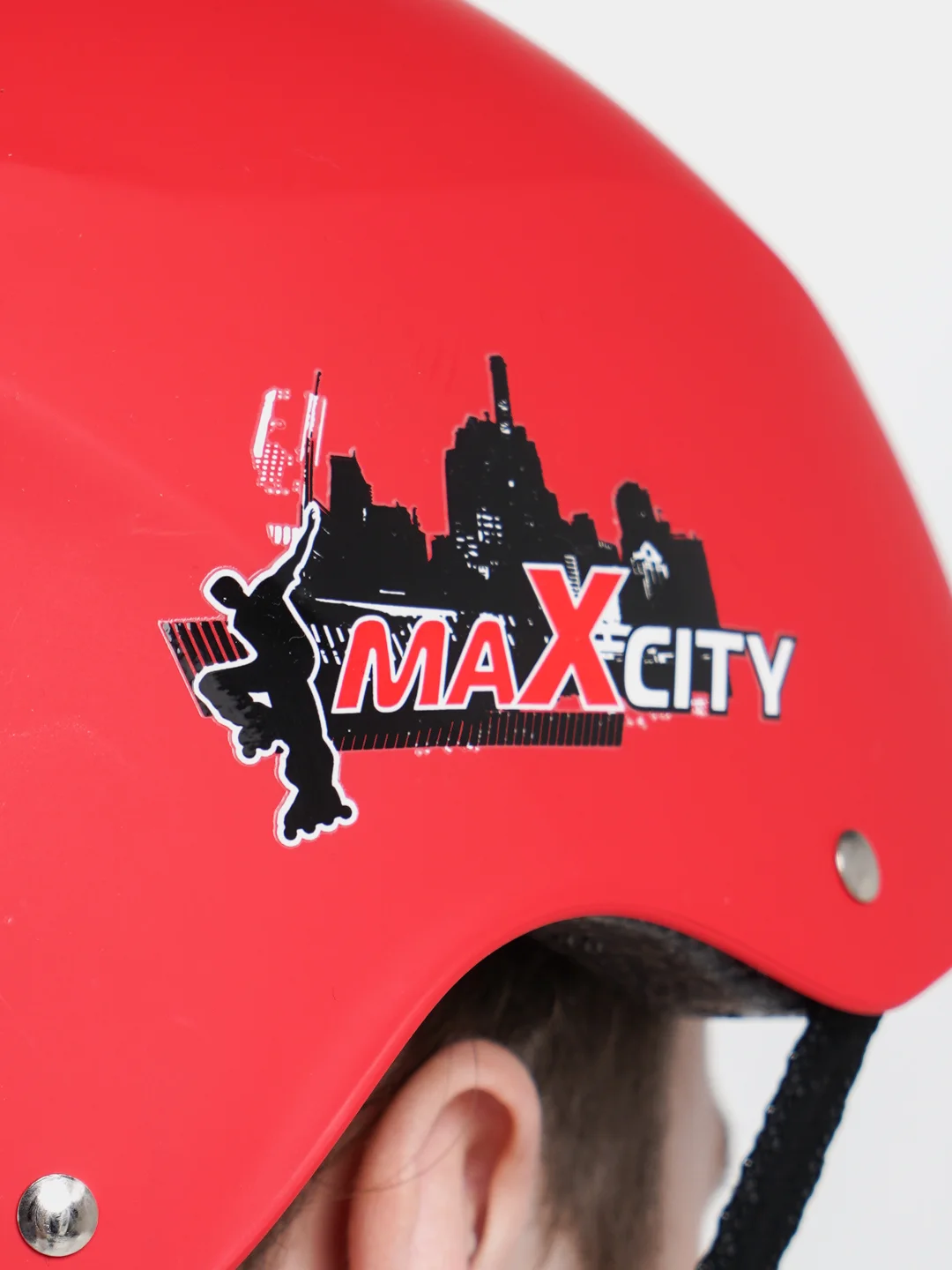 Красный шлем защитный для роллеров Max City, профессиональный / размер М
