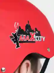 Красный шлем защитный для роллеров Max City, профессиональный / размер М