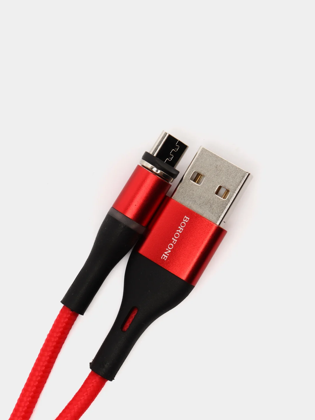 Красный кабель магнитный Borofone BU16 (1.2м,Type-C/MicroUSB/LIghtning) для Android и Apple iPhone