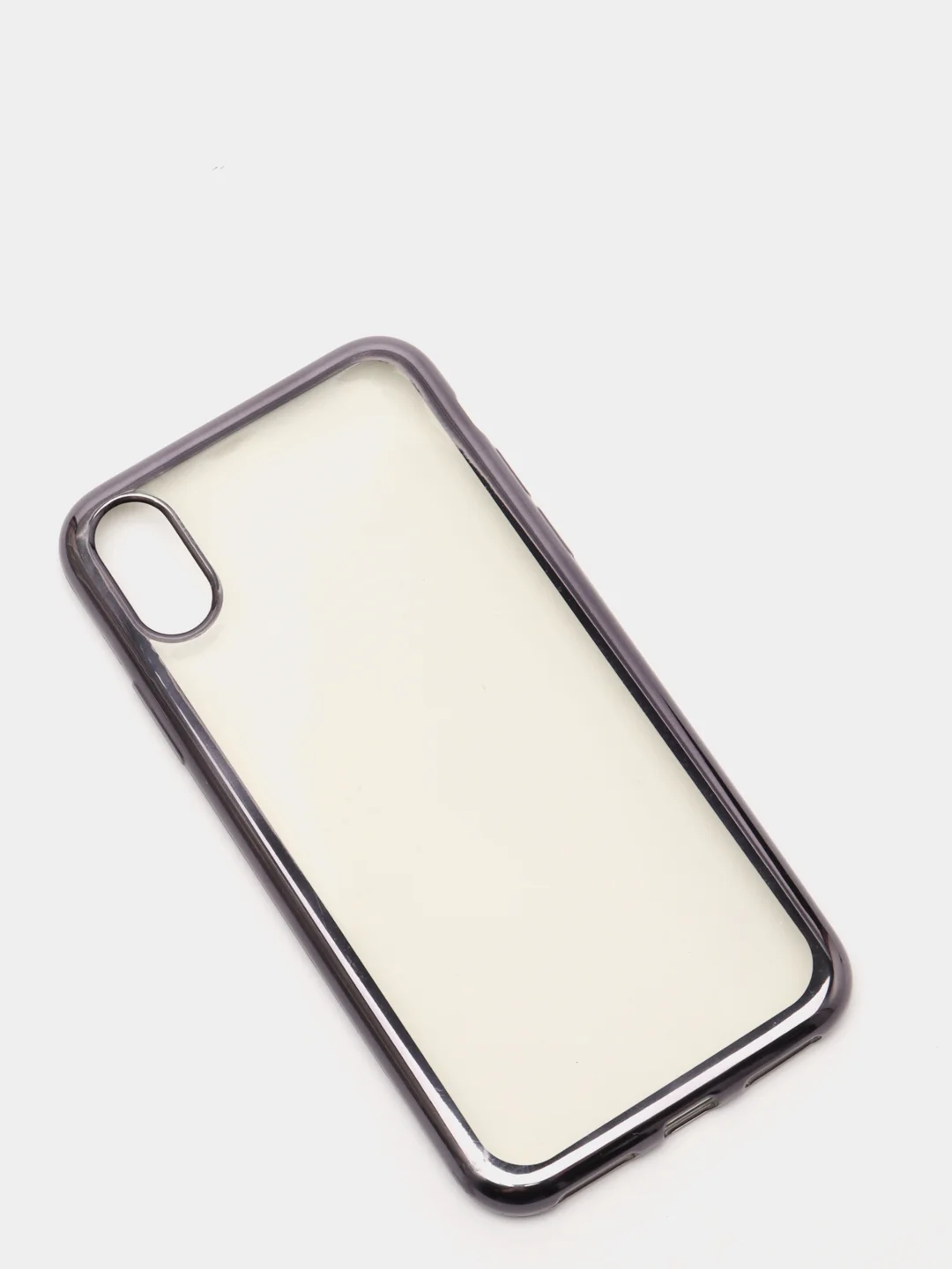 Серый чехол силиконовый iPhone 7 , 7 Plus , 8 , 8 Plus , X , Xs , прозрачный с окантовкой