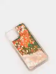 Оранжевый чехол iPhone 12 (6.1)/ 12 Pro, Pro Max, mini силиконовый переливающийся жидкий с блестками