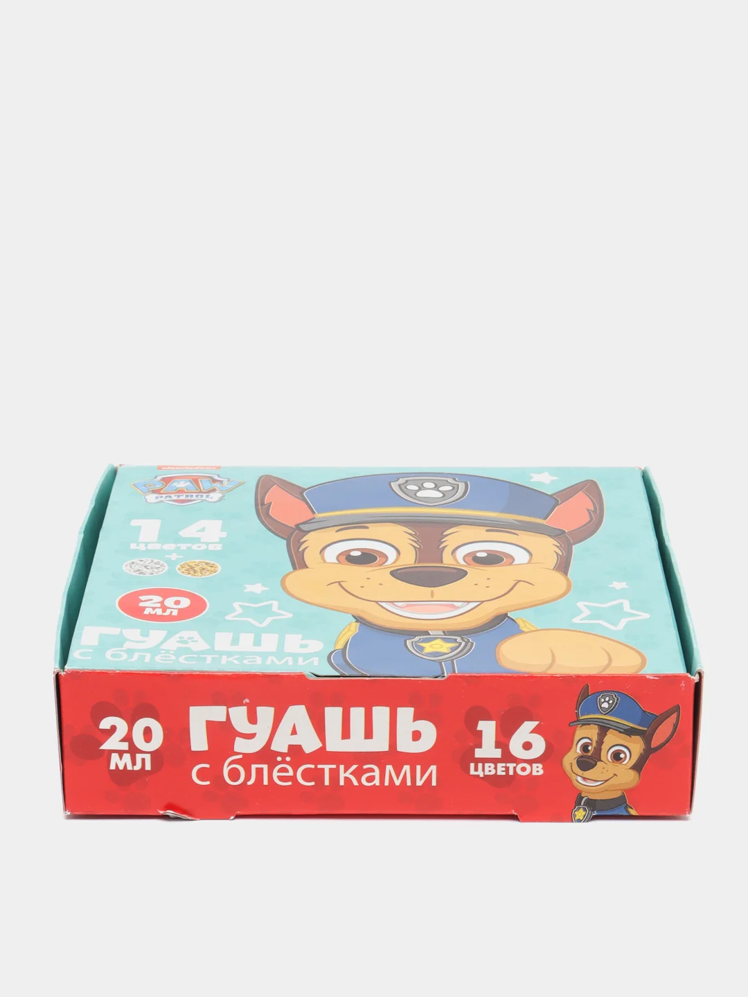 Гуашь Paw Patrol, 14 цветов + 2 цвета с блёстками, 20 мл
