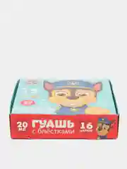 Гуашь Paw Patrol, 14 цветов + 2 цвета с блёстками, 20 мл