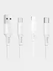 Белый кабель Type-C 3.0A, Lightning 2.4A, Micro USB 2.4A, быстрая зарядка 1 м Borofone BX47, 1 м