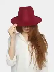 Бордовый женская шляпа, фетровая