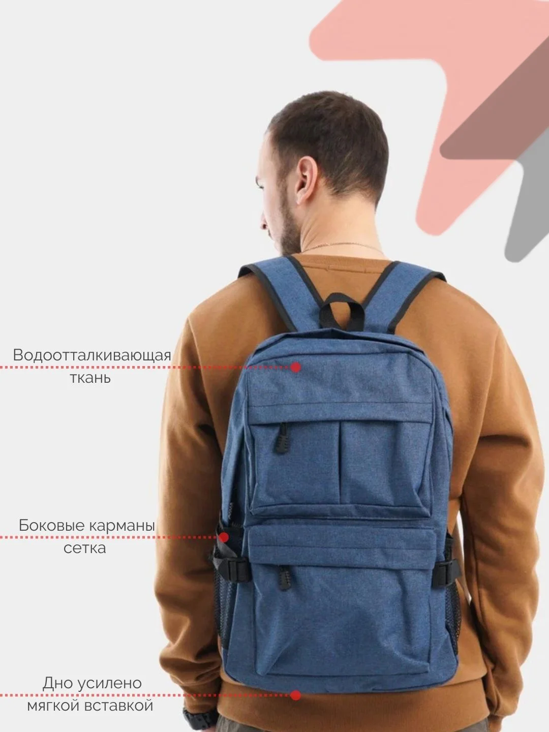 Синий рюкзак "SLOUM" унисекс, повседневный, прочный, городской, для ноутбука 15"6, черный, 21 л