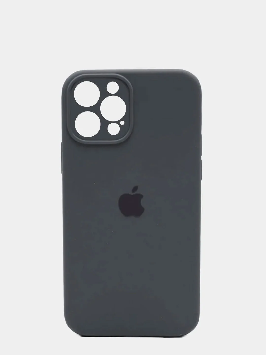 Тёмно-серый чехол Silicone Case для iPhone 13 /11/12/12 ProMax с защитой камеры с бархатной подкладкой
