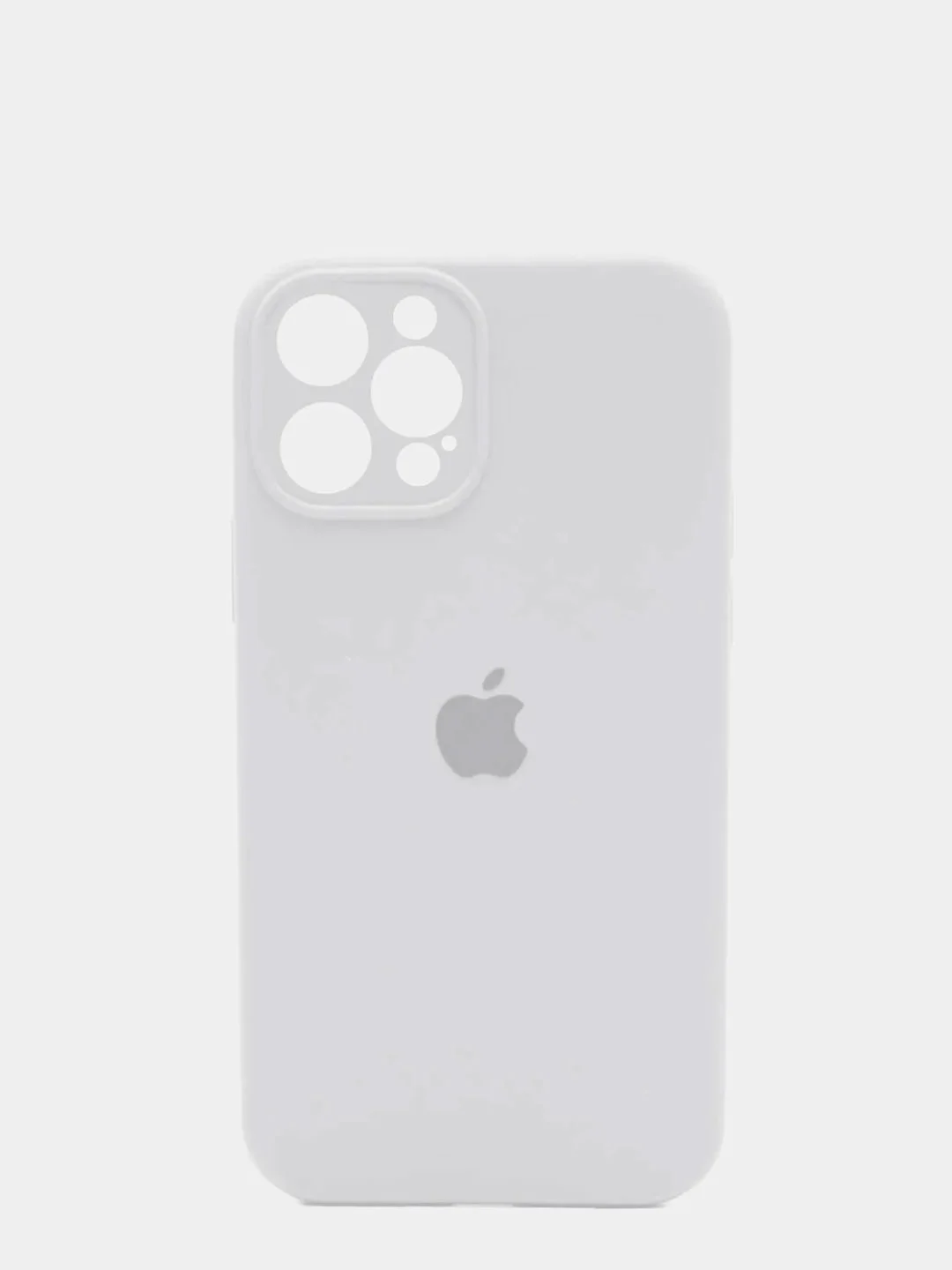 Белый чехол Silicone Case для iPhone 13 /11/12/12 ProMax с защитой камеры с бархатной подкладкой