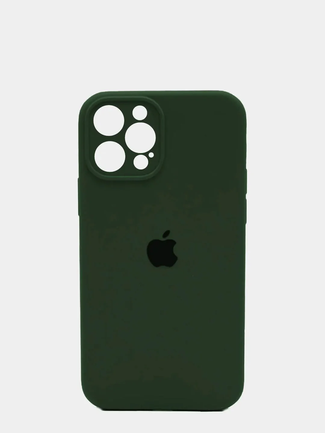 Тёмно-зелёный чехол Silicone Case для iPhone 13 /11/12/12 ProMax с защитой камеры с бархатной подкладкой