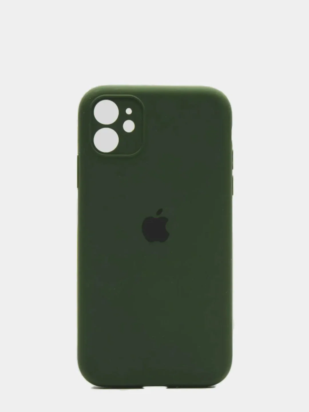 Тёмно-зелёный чехол Silicone Case для iPhone 13 /11/12/12 ProMax с защитой камеры с бархатной подкладкой