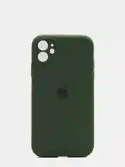 Тёмно-зелёный чехол Silicone Case для iPhone 13 /11/12/12 ProMax с защитой камеры с бархатной подкладкой