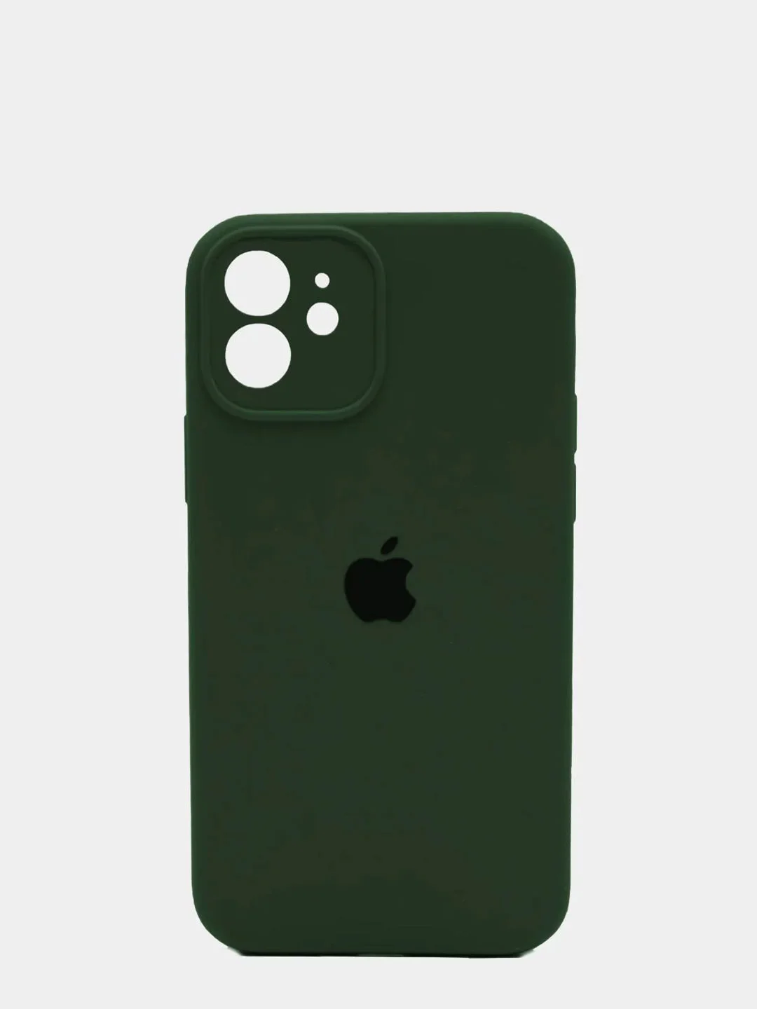 Тёмно-зелёный чехол Silicone Case для iPhone 13 /11/12/12 ProMax с защитой камеры с бархатной подкладкой