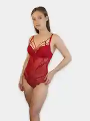 Бордовый боди кружевное со стрепами