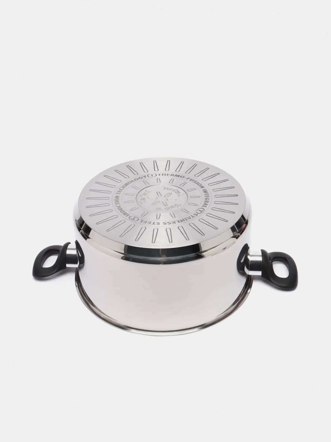 Серебряный кастрюля со стеклянной крышкой Tefal, для индукционной плиты, 24 см, 5 л