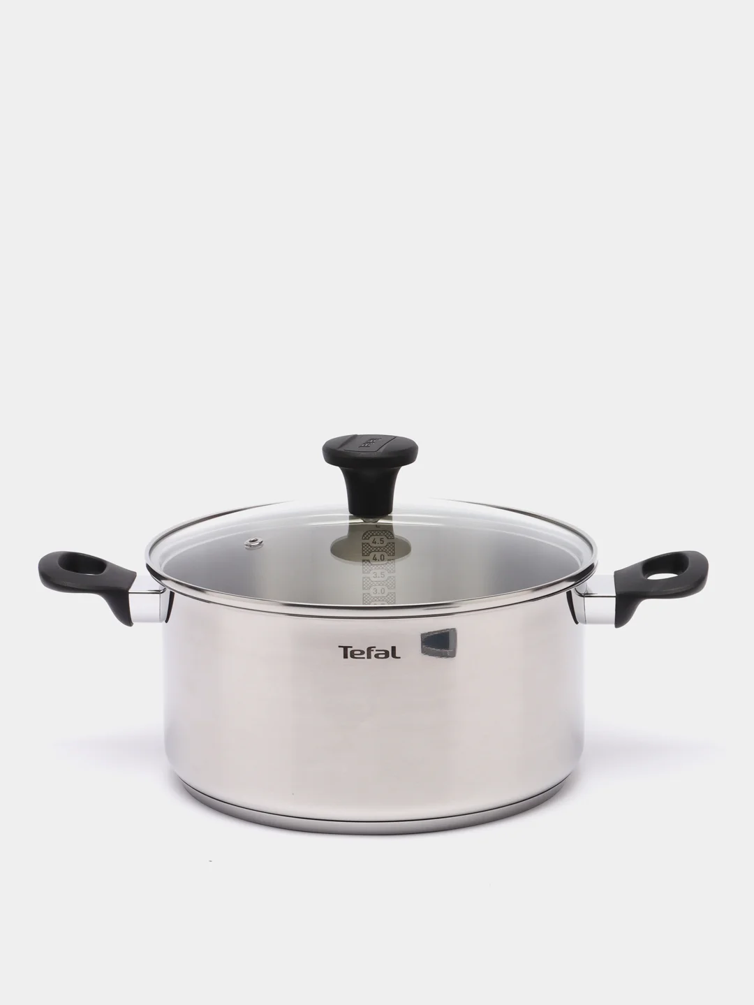 Серебряный кастрюля со стеклянной крышкой Tefal, для индукционной плиты, 24 см, 5 л