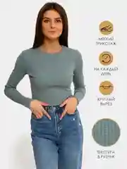 Зелёный хаки джемпер женский, футболка с длинным рукавом