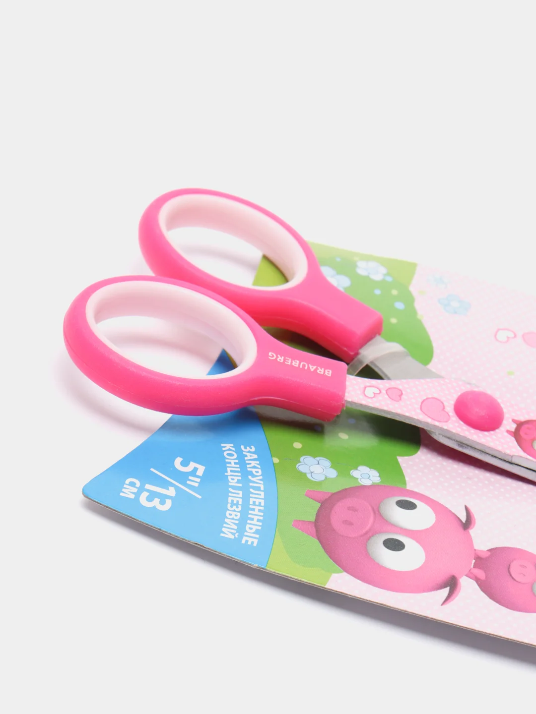 Ножницы BRAUBERG "Kid Series", 130 мм, с цветной печатью "Поросята"