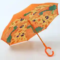 Желтый зонт-трость детский, складной, с героями из мультфильмов