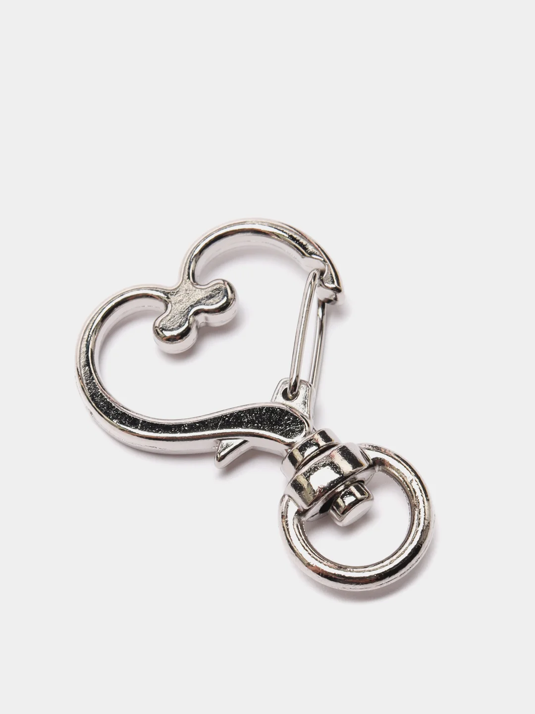 Серебряный карабин металлический, в виде сердца, 2 штуки