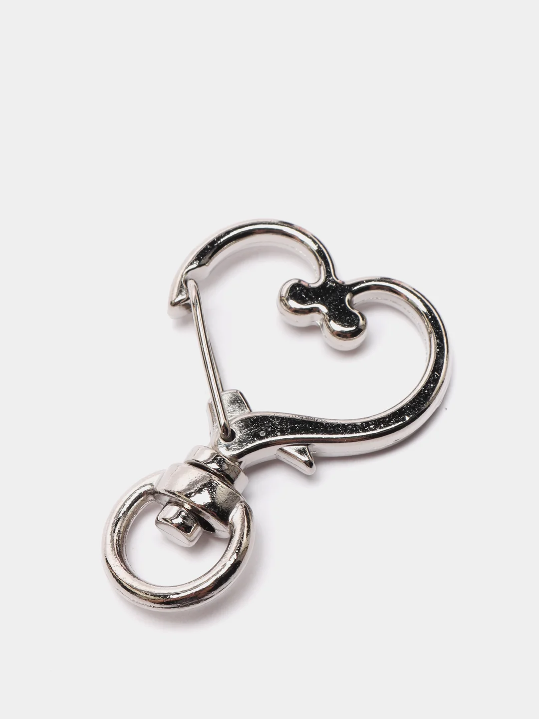 Серебряный карабин металлический, в виде сердца, 2 штуки