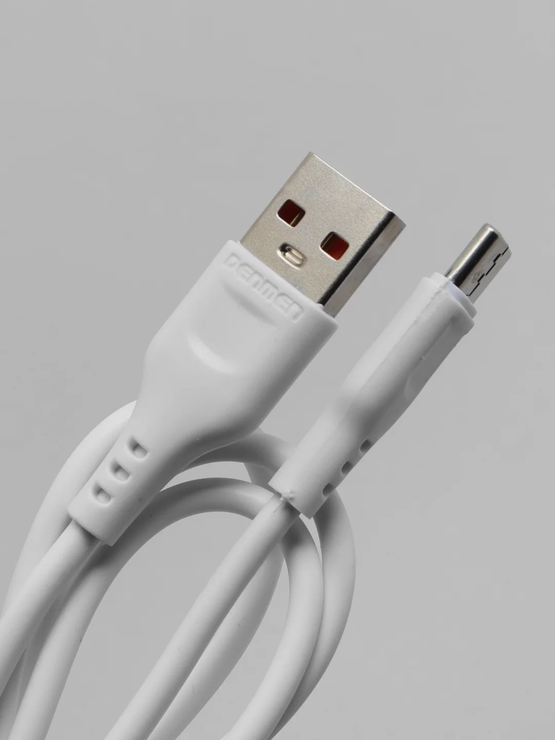 Белый кабель, Шнур, Провод, USB - Type-C, 2.4A, 1м, Denmen D01T, тайпси, тайп с, тайп си