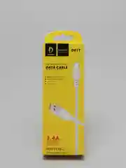 Белый кабель, Шнур, Провод, USB - Type-C, 2.4A, 1м, Denmen D01T, тайпси, тайп с, тайп си