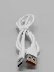 Белый кабель, Шнур, Провод, USB - Type-C, 2.4A, 1м, Denmen D01T, тайпси, тайп с, тайп си